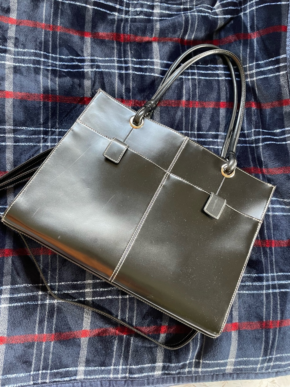 Wilson’s Leather Y2K Black Structured Tote Handbag